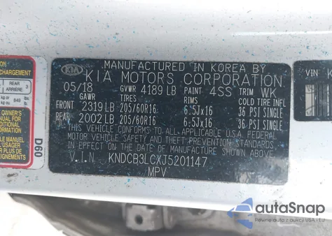 2018 Kia Niro Lx из США, поврежденный, VIN KNDCB3LCXJ5201147